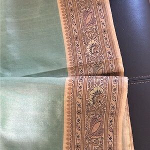 Elegant Green and Tan Scarf with Paisley Border. Worn once. Gorgeous.